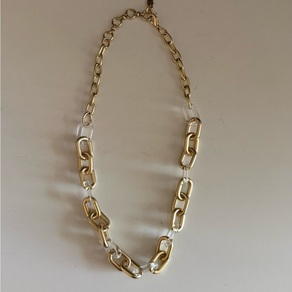 Lucky Brand Gold and Clear Link Necklace